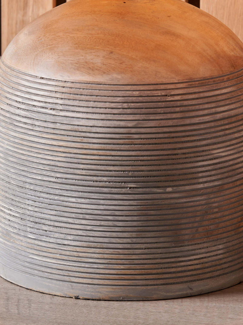 Pacific Nelu grey wooden table lamp, imported from the UK