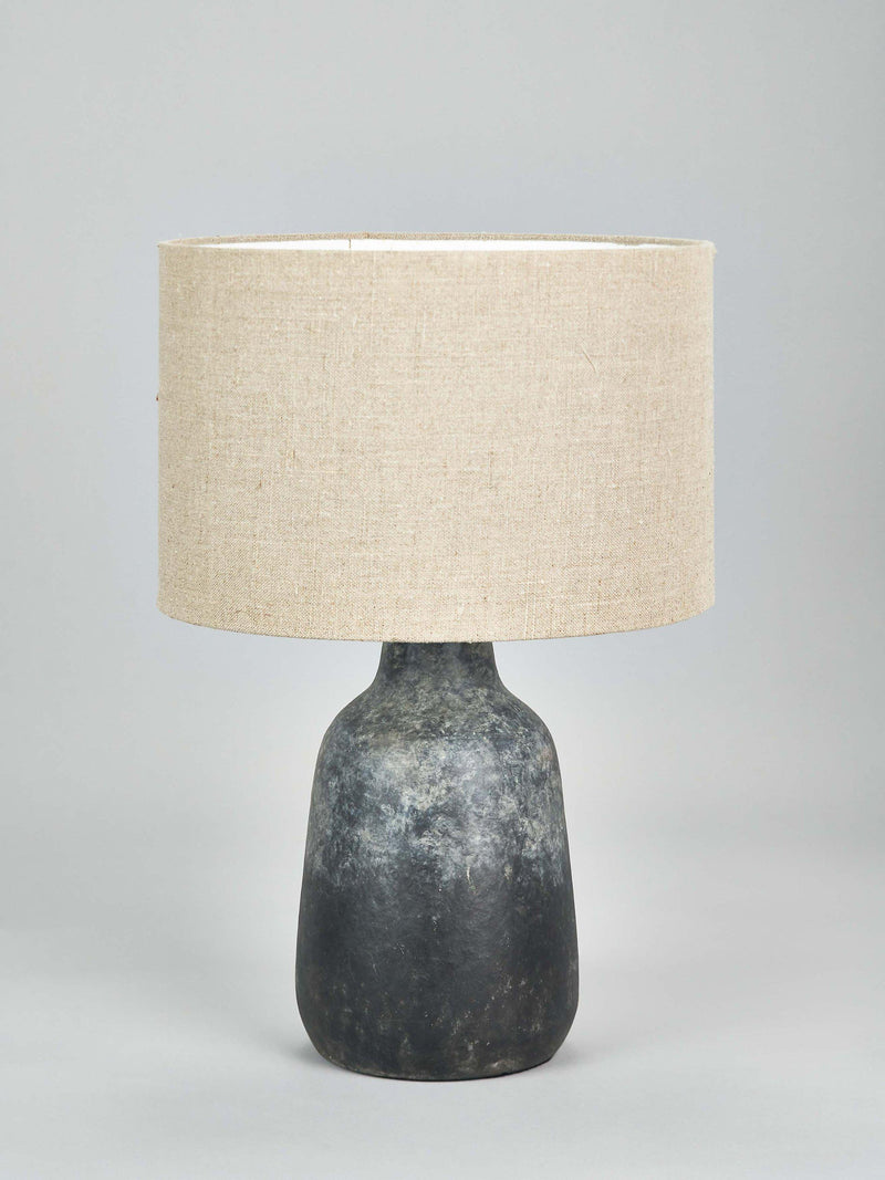 Pacific Vulcan stoneware table lamp grey with jute shade - British product