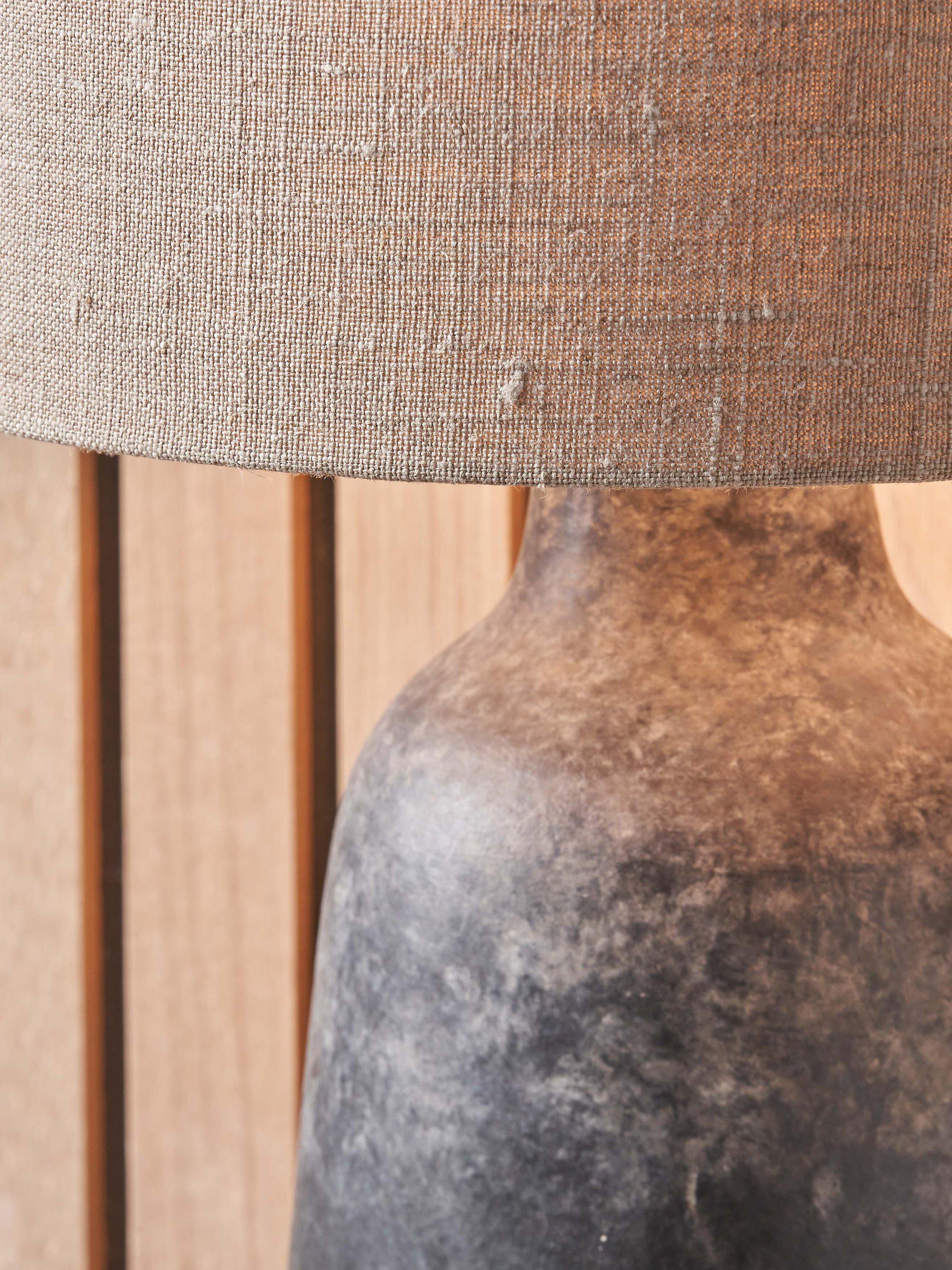 Pacific Vulcan stoneware table lamp grey with jute shade - British product