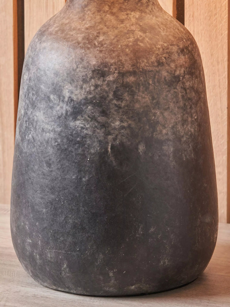 Pacific Vulcan stoneware table lamp grey with jute shade - British product