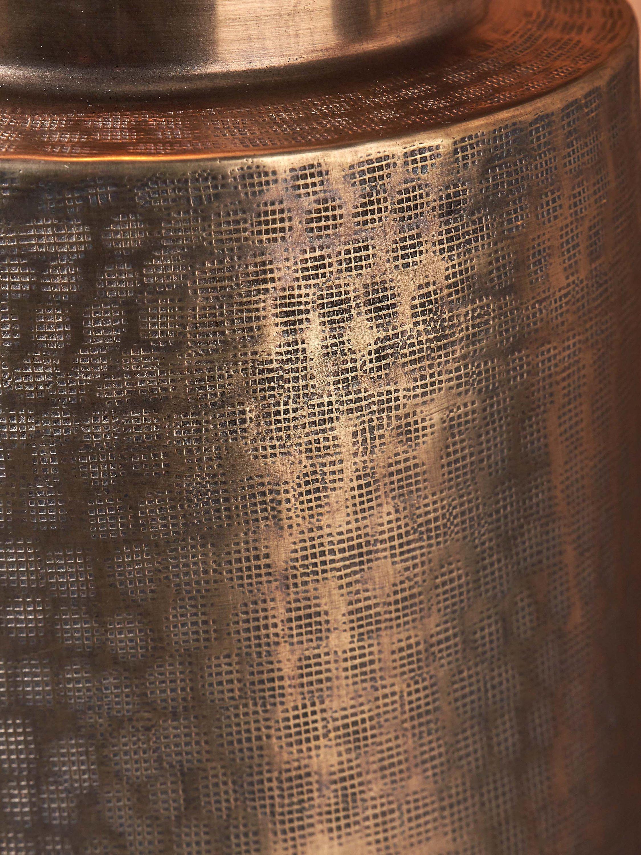 Pacific Zuri table lamp brass hand-hammered linen shade (British brand)