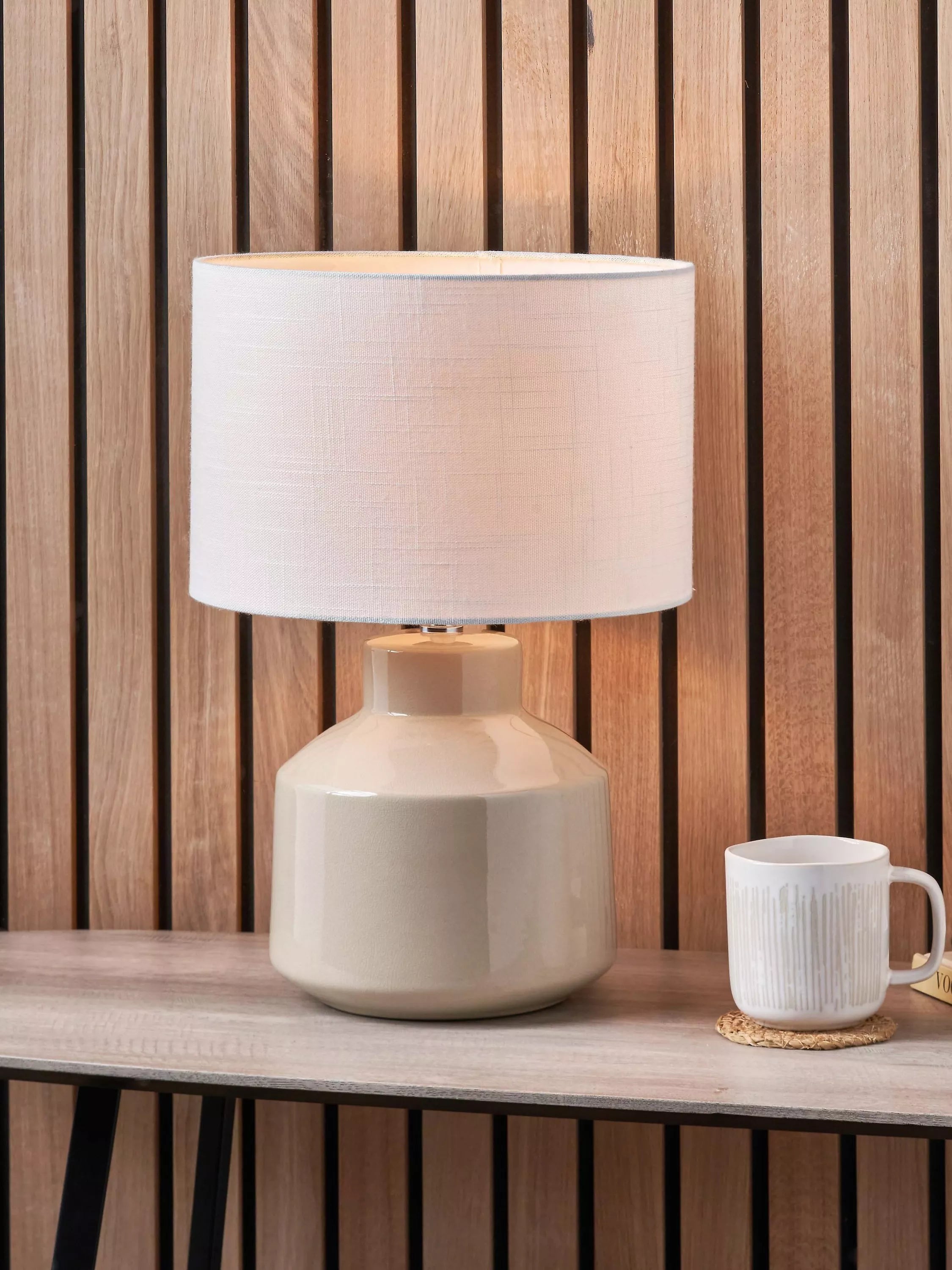 Pacific Nora ceramic table lamp cream shade - British product