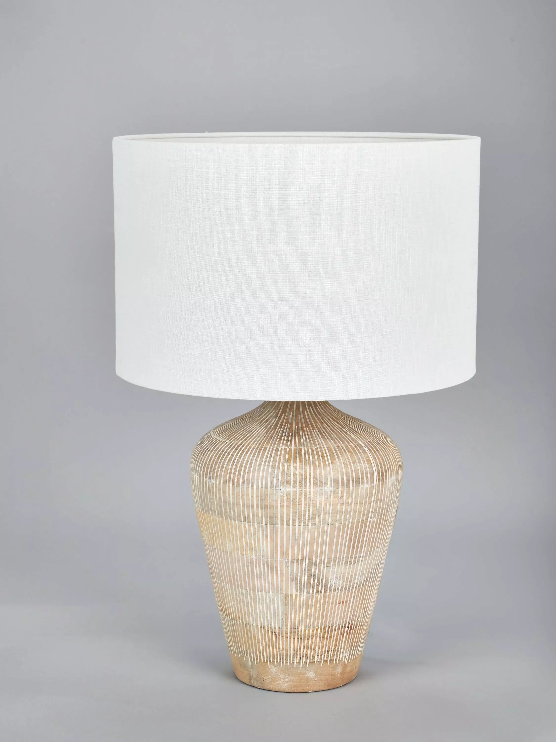 Pacific Taika wooden table lamp white wash medium - British product
