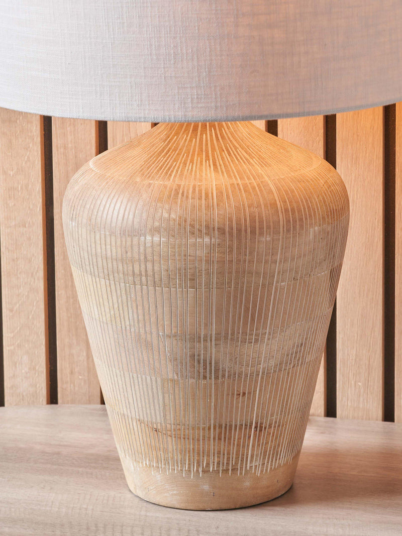 Pacific Taika wooden table lamp white wash medium - British product