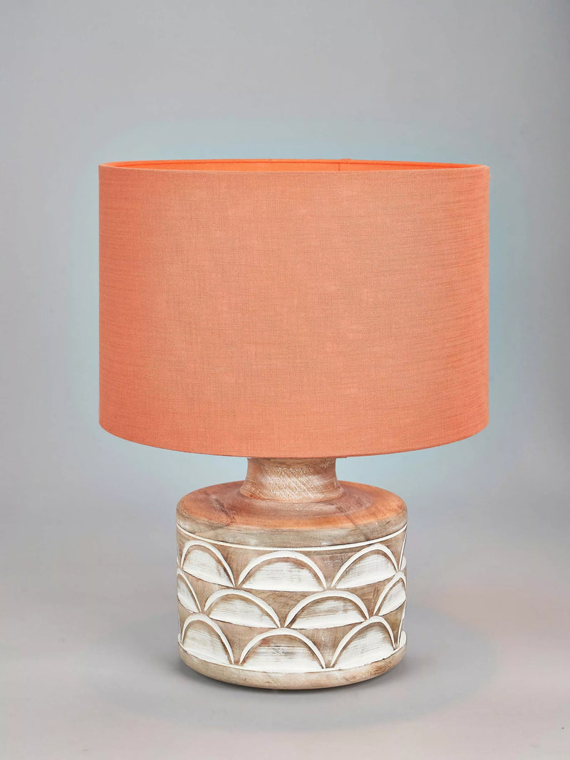 Pacific curved wood white wash large table lamp - British product