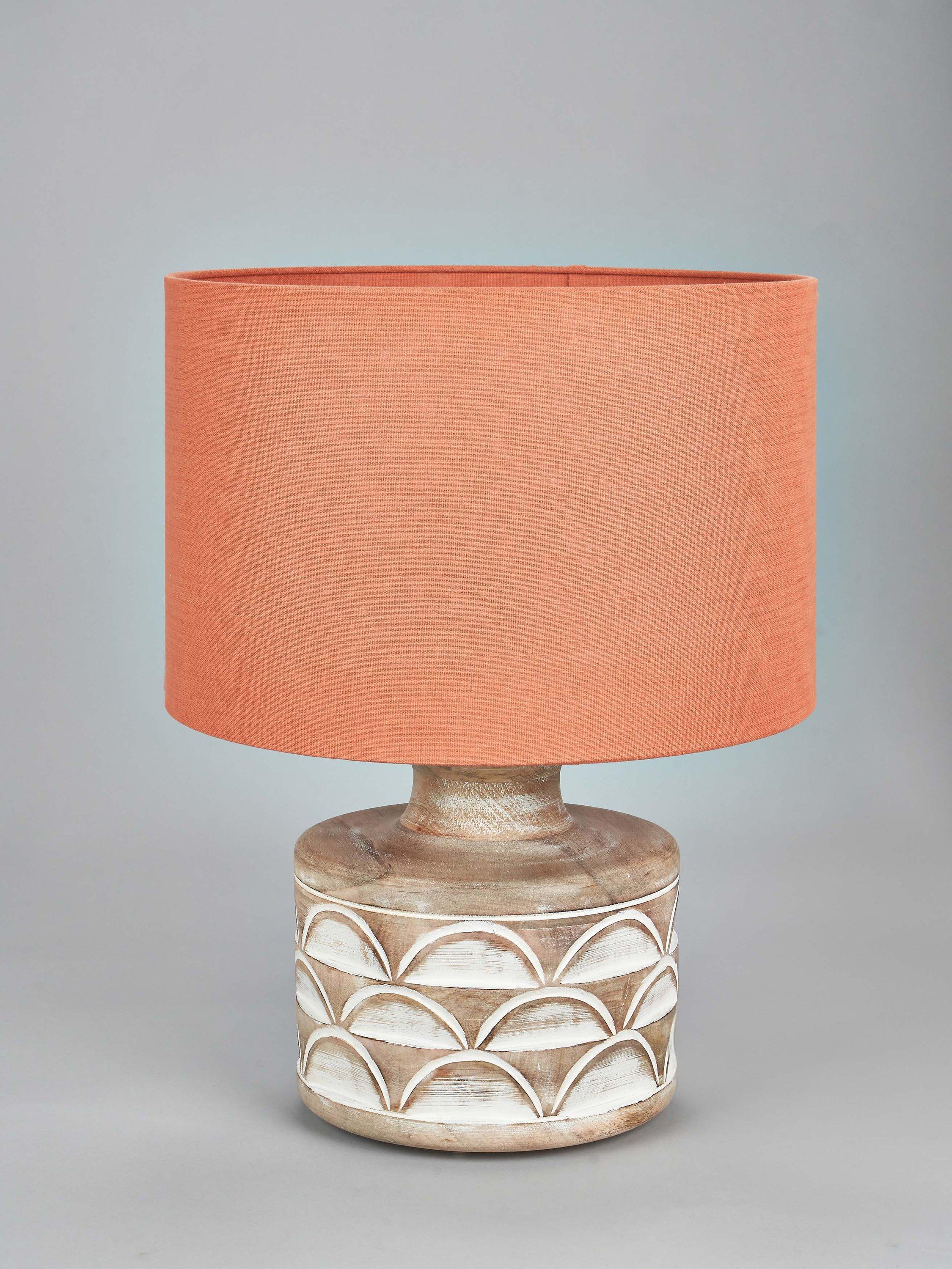 Pacific curved wood white wash large table lamp - British product