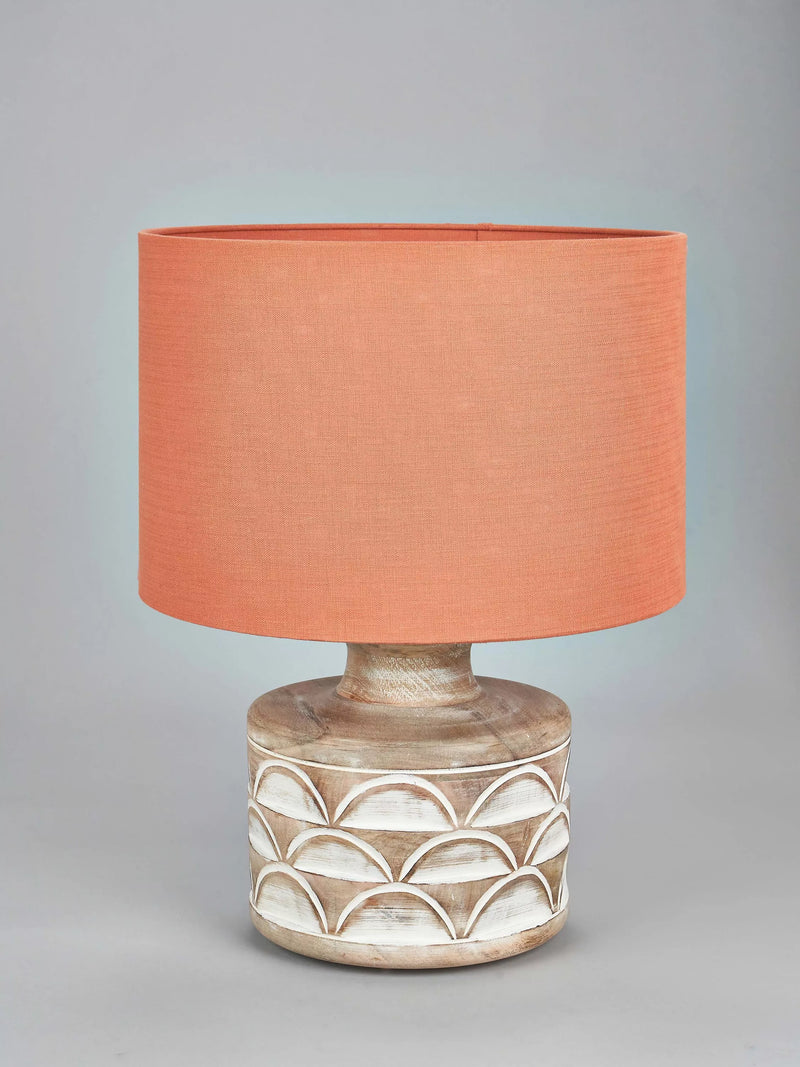 Pacific curved wood white wash large table lamp - British product