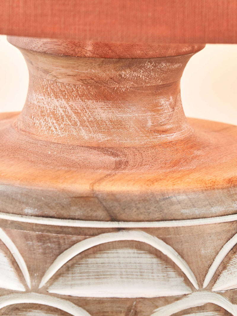 Pacific curved wood white wash large table lamp - British product