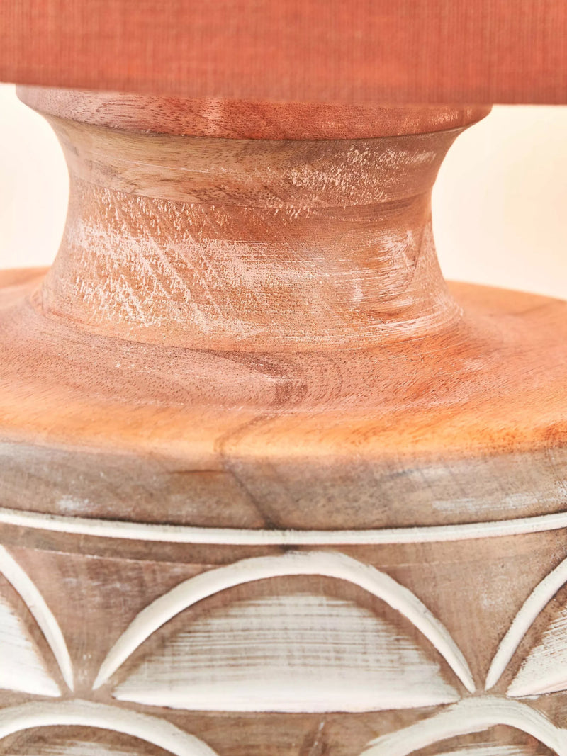 Pacific curved wood white wash large table lamp - British product