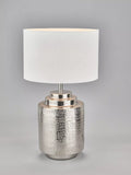 Pacific Zuri silver table lamp with hand-hammered metal base (British brand)