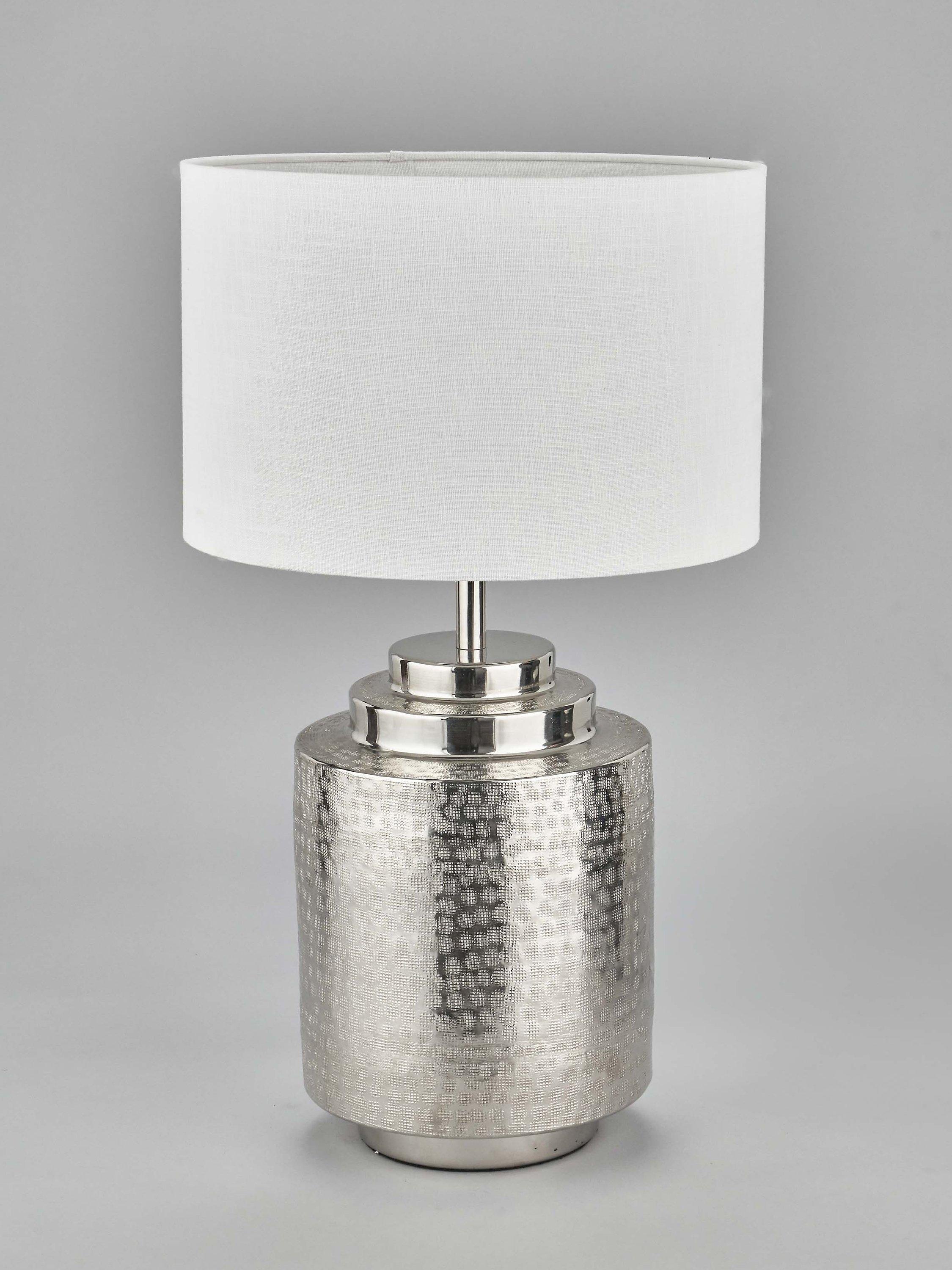 Pacific Zuri silver table lamp with hand-hammered metal base (British brand)
