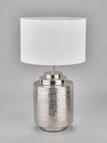 Pacific Zuri silver table lamp with hand-hammered metal base (British brand)