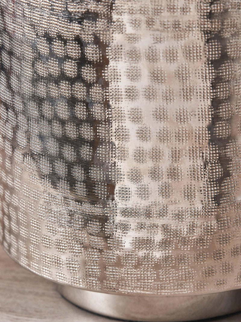 Pacific Zuri silver table lamp with hand-hammered metal base (British brand)