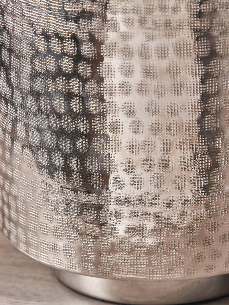 Pacific Zuri silver table lamp with hand-hammered metal base (British brand)