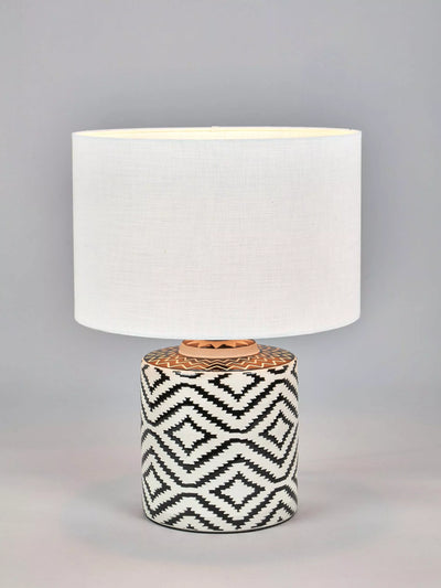 John Lewis Pacific Chirala Ceramic Table Lamp, Black/White- Buy online at McGrocer