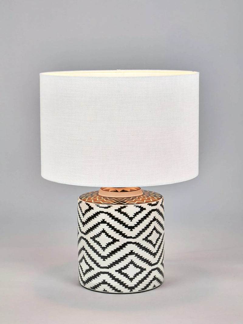 Pacific Chirala ceramic table lamp Black/White 46cm, imported from the UK