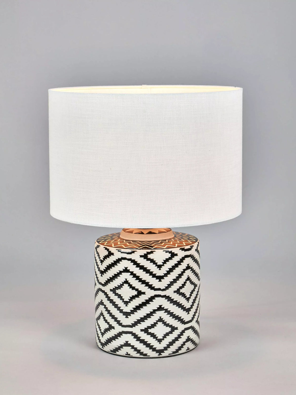 Pacific Chirala ceramic table lamp Black/White 46cm, imported from the UK