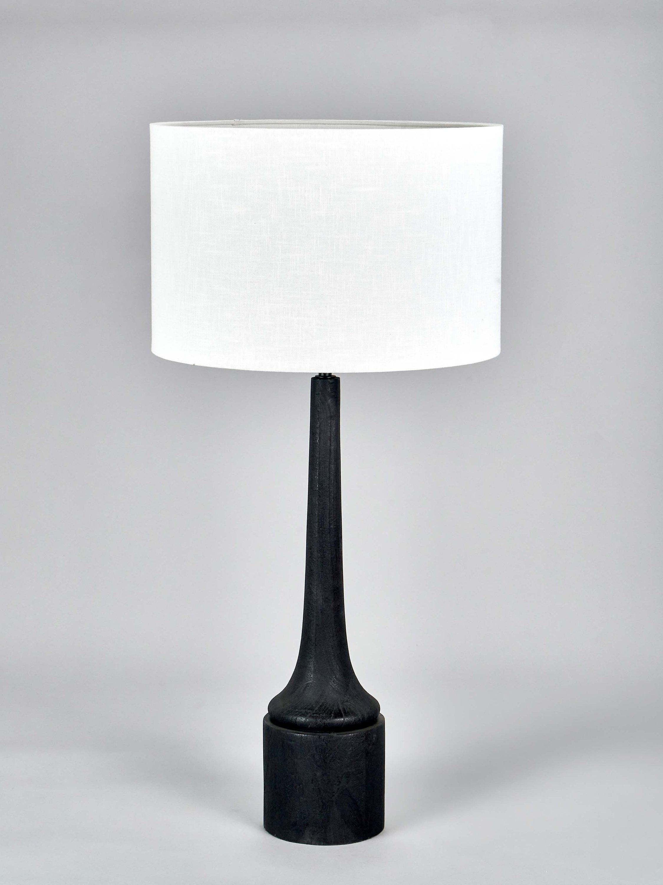 Lampe de table en bois noir Pacific Marin grande, importée du Royaume-Uni