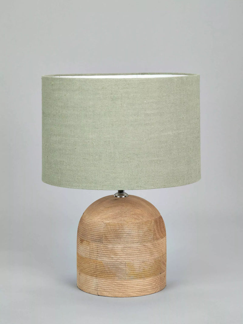 Pacific Nelu wooden dome table lamp natural finish, UK version