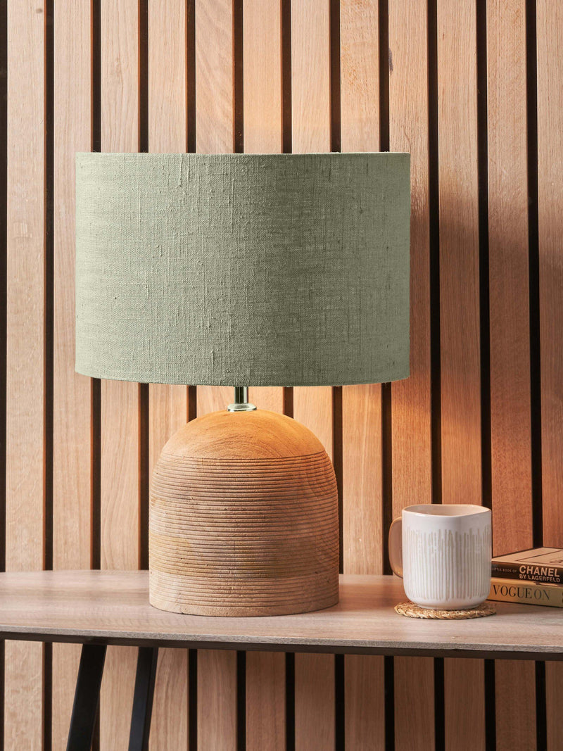 Pacific Nelu wooden dome table lamp natural finish, UK version