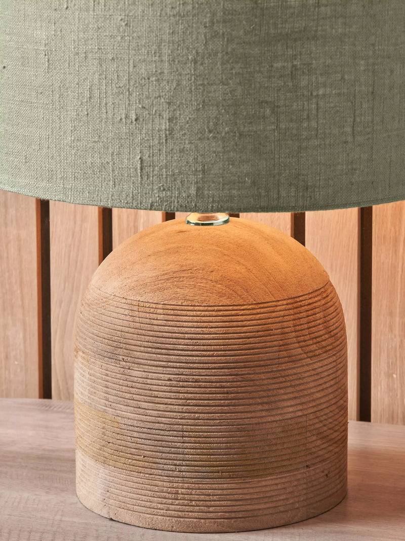 Pacific Nelu wooden dome table lamp natural finish, UK version