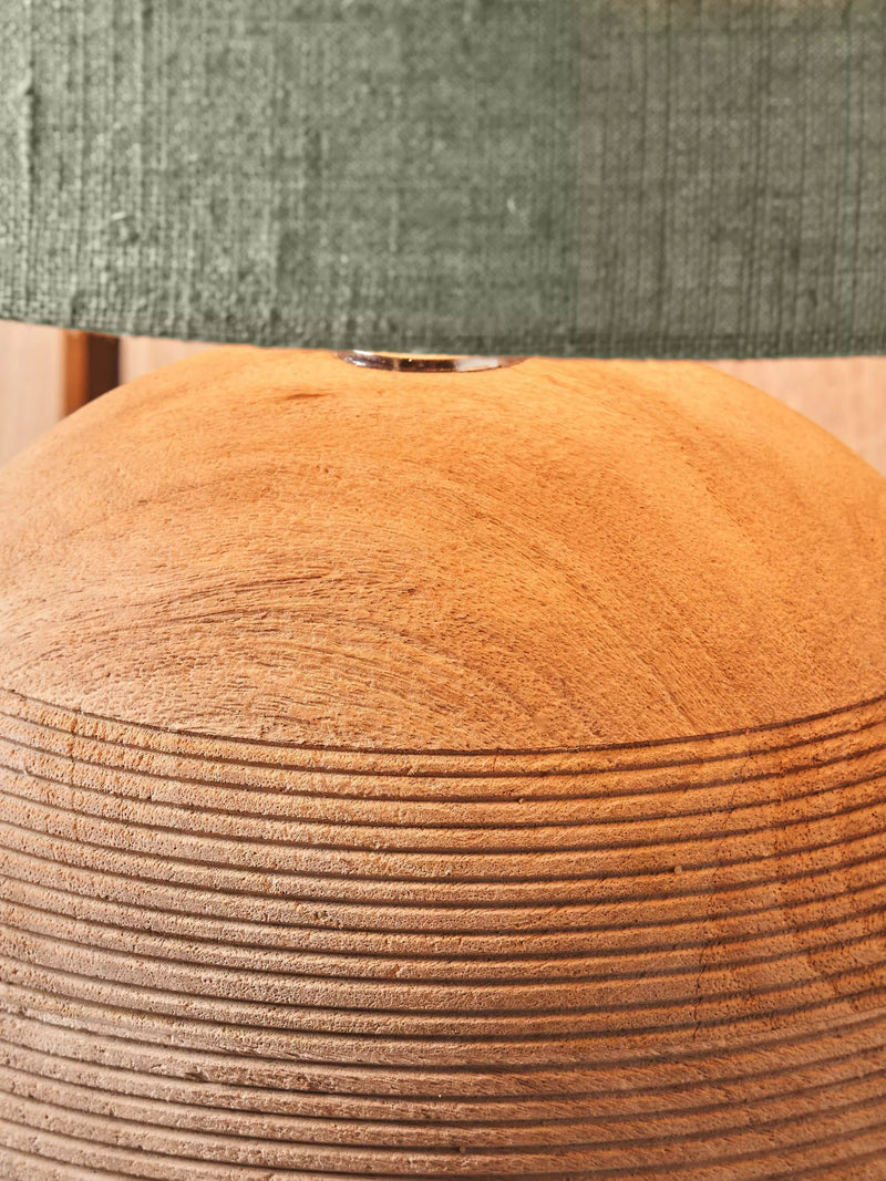 Pacific Nelu wooden dome table lamp natural finish, UK version