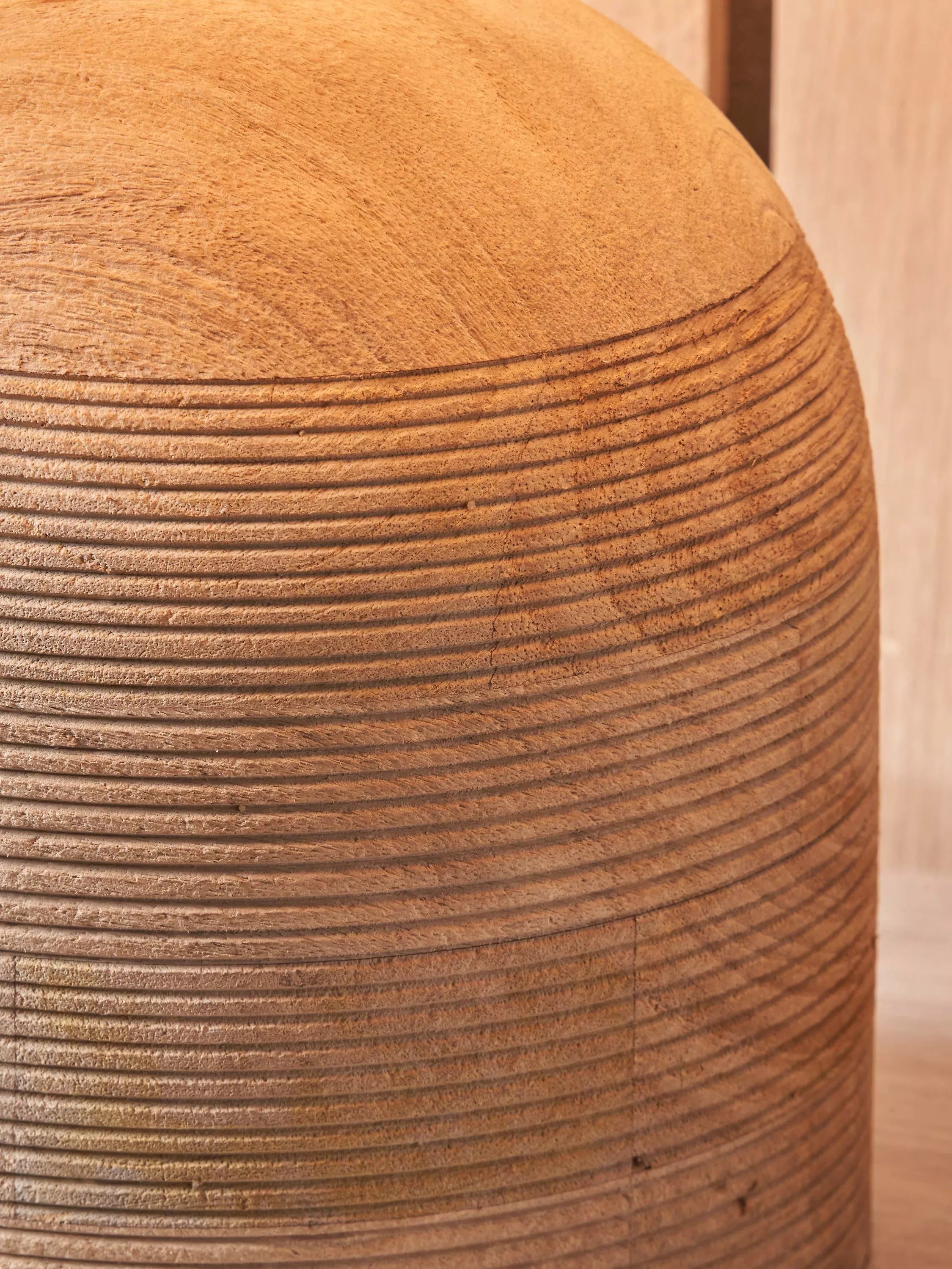 Pacific Nelu wooden dome table lamp natural finish, UK version