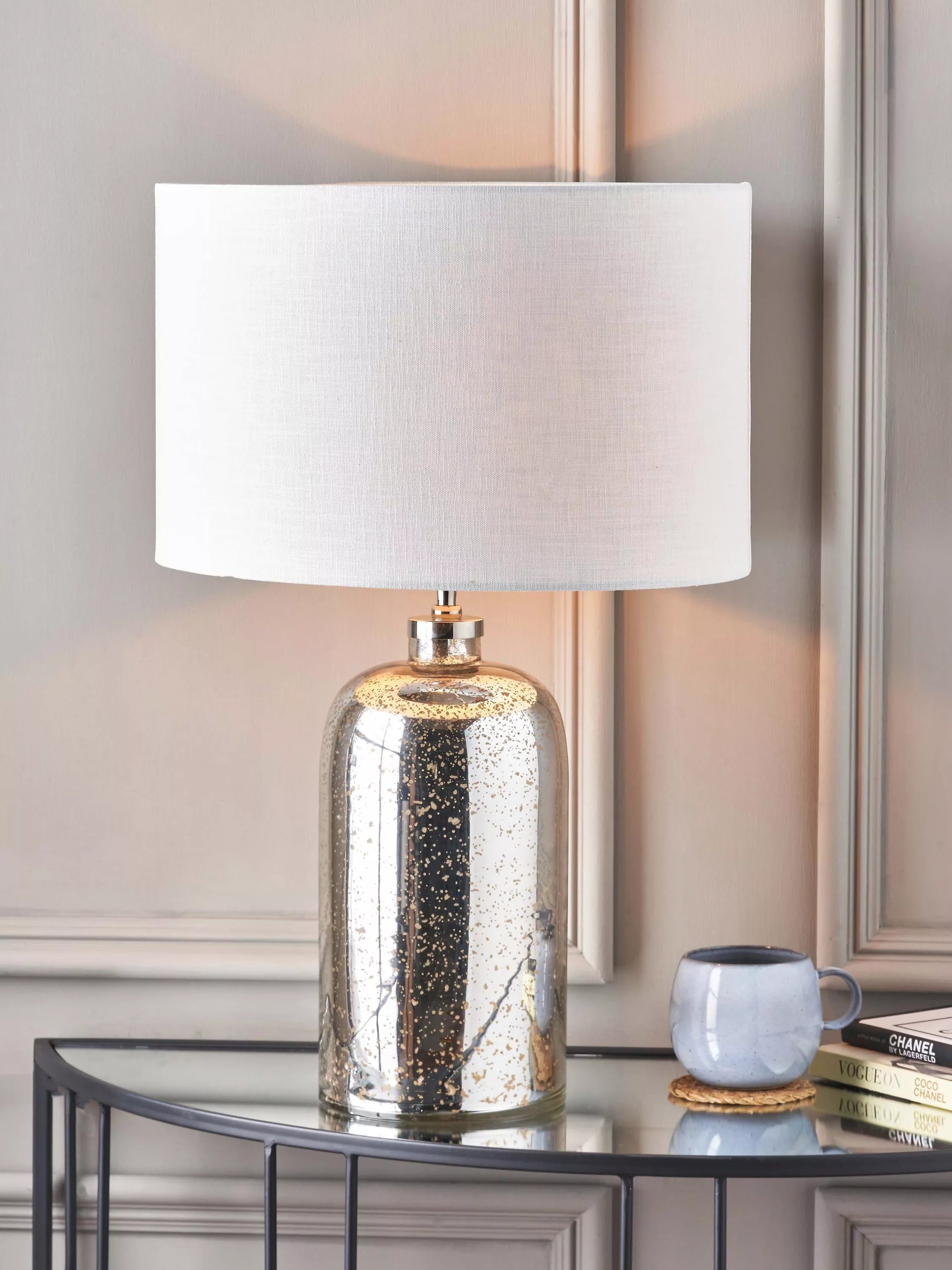 Pacific Ophelia mercury glass table lamp medium size, imported from the UK