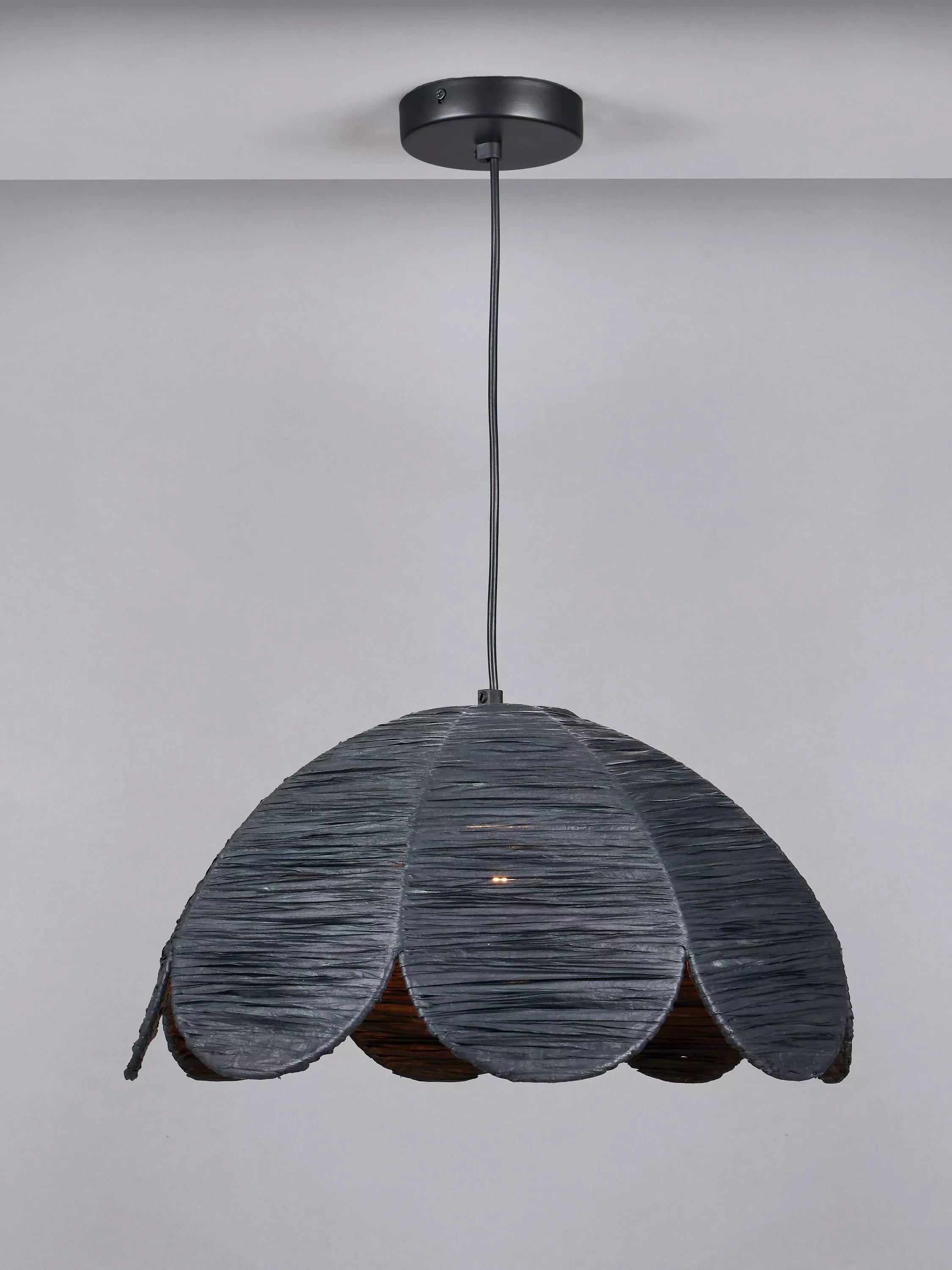 Pacific black raffia pendant ceiling light (British brand)