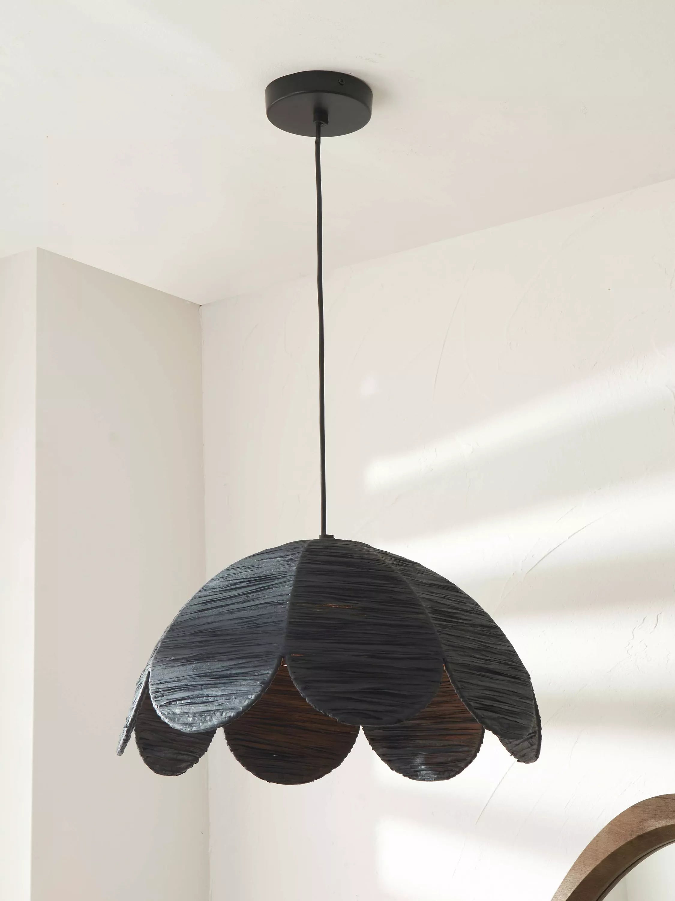 Pacific black raffia pendant ceiling light (British brand)