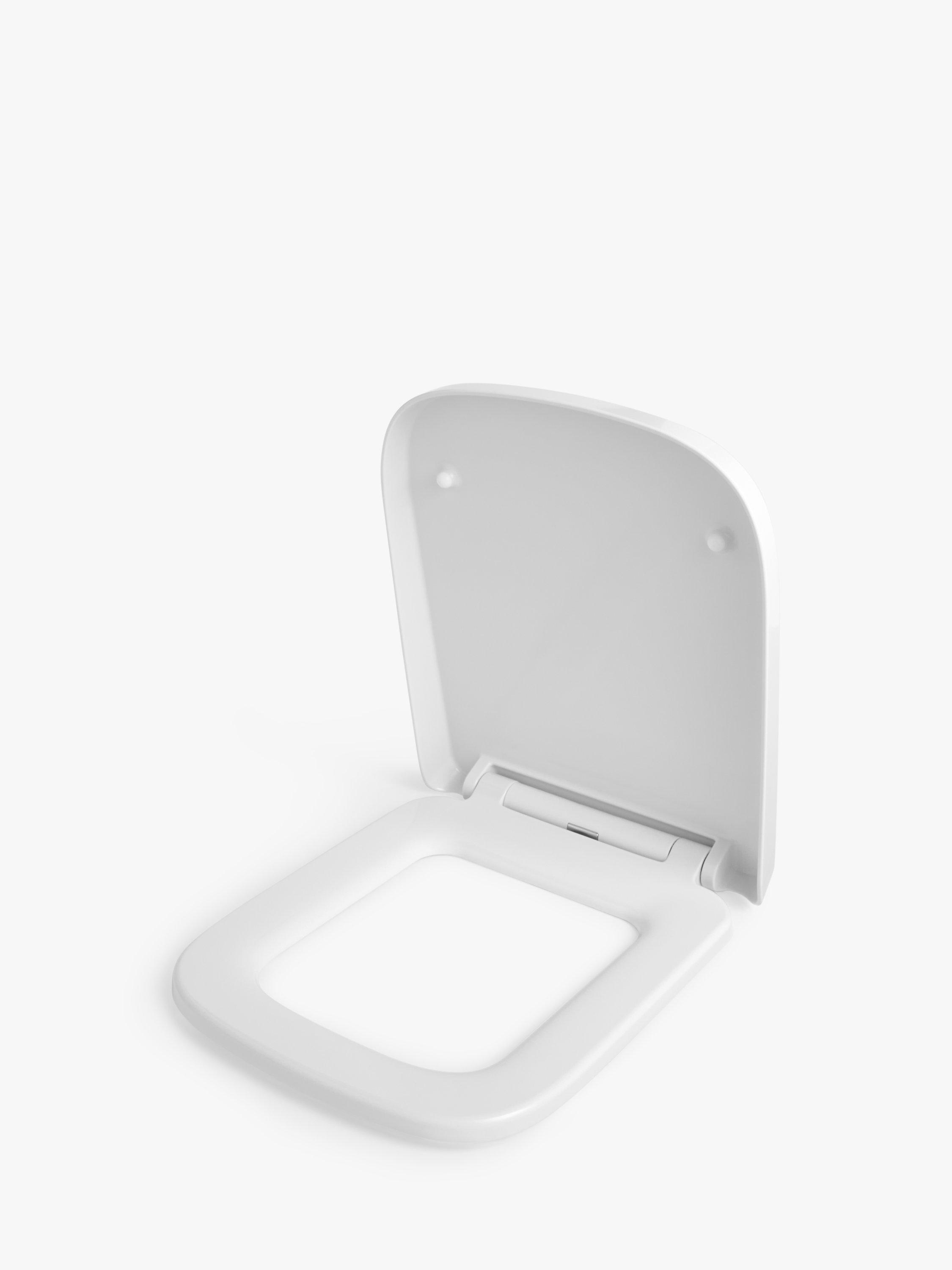 مقعد مرحاض John Lewis Soft Square Easy-Fix أبيض، مستورد من المملكة المتحدة