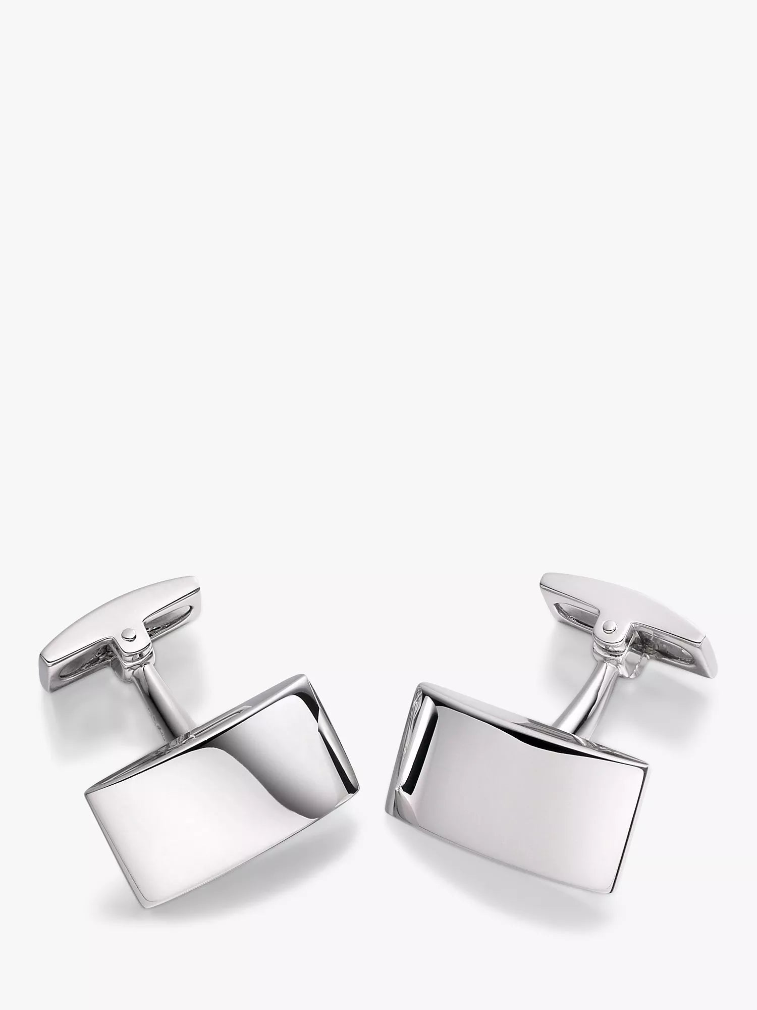 Hoxton London domed rectangular cufflinks silver (British brand)