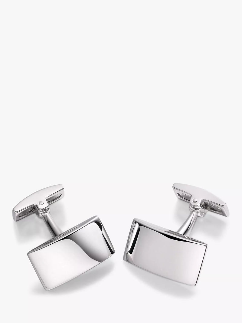 Hoxton London domed rectangular cufflinks silver (British brand)