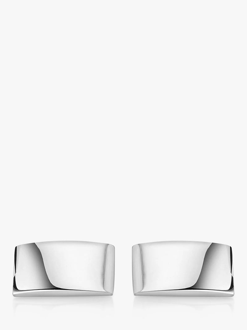 Hoxton London domed rectangular cufflinks silver (British brand)