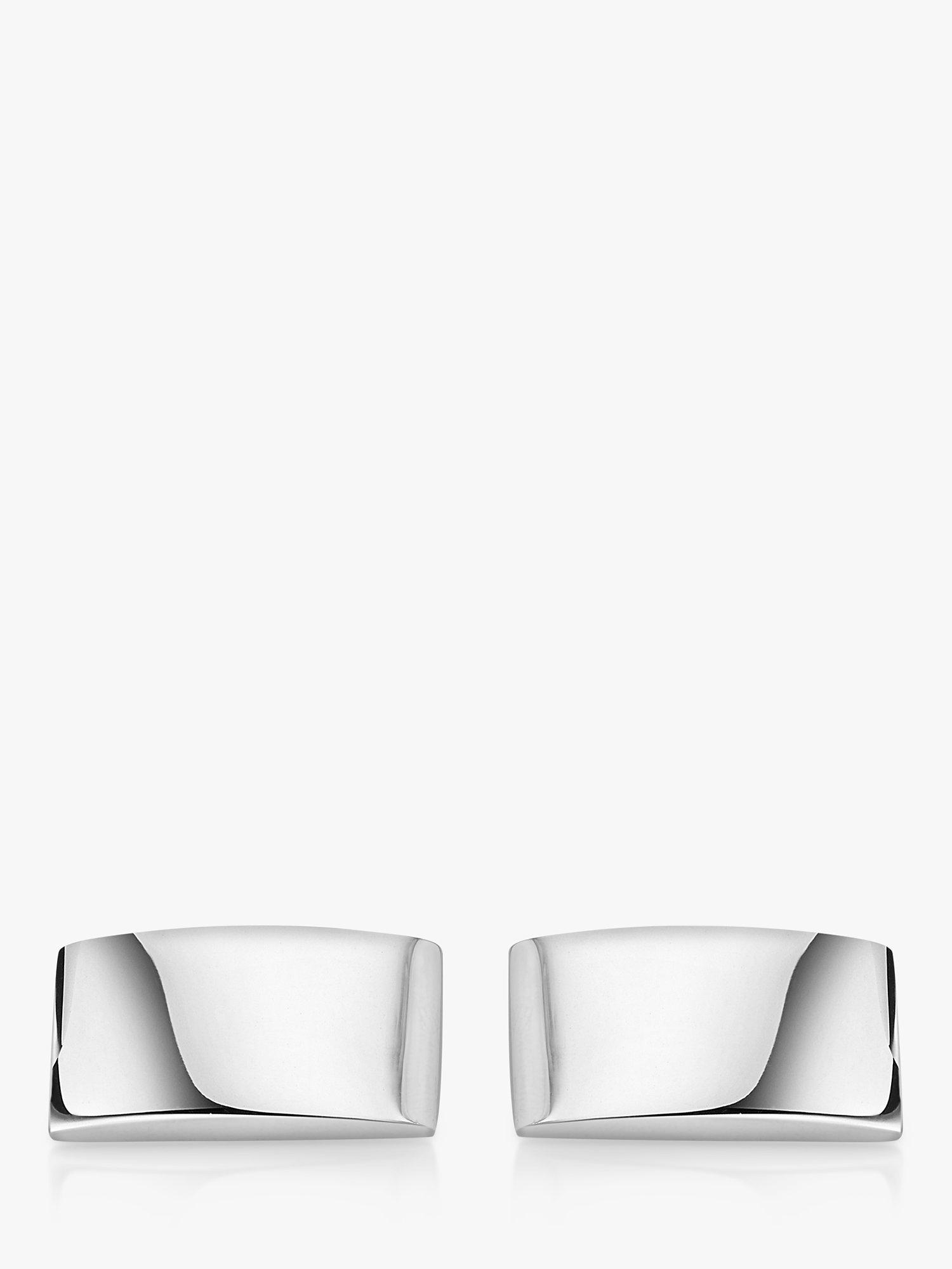 Hoxton London domed rectangular cufflinks silver (British brand)