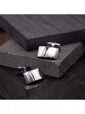 Hoxton London domed rectangular cufflinks silver (British brand)