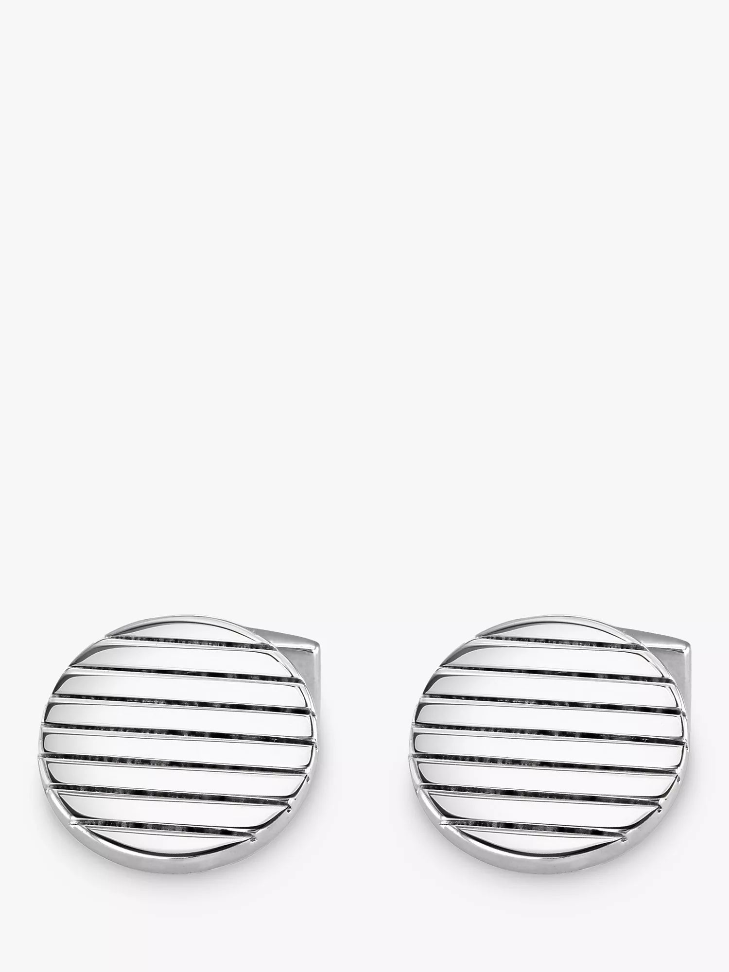 Hoxton London sterling silver ribbed round cufflinks (British brand)