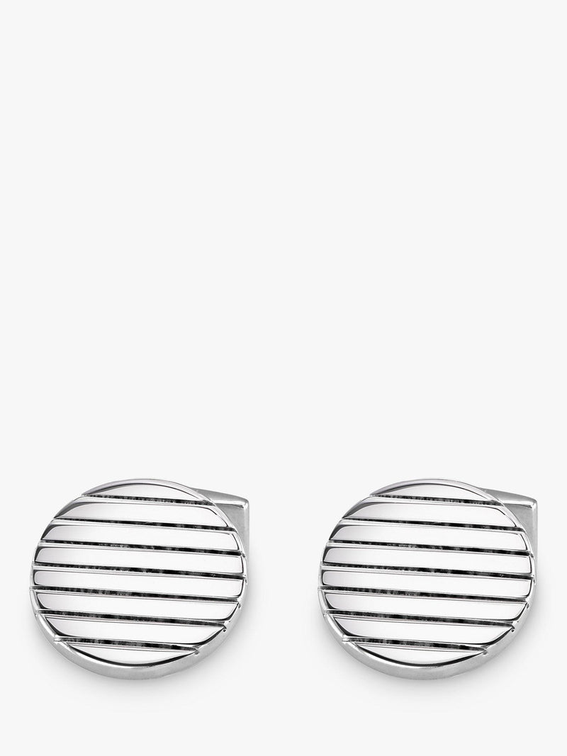 Hoxton London sterling silver ribbed round cufflinks (British brand)