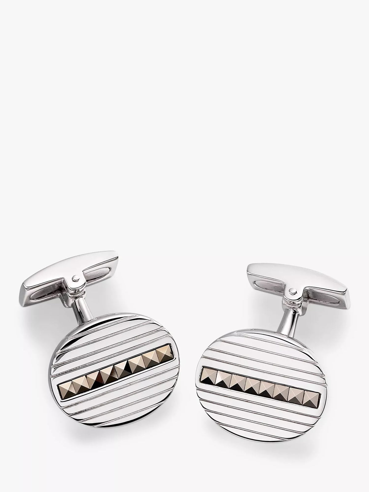 Hoxton London cufflinks marcasite set ribbed oval 1.6x1.8cm - British product