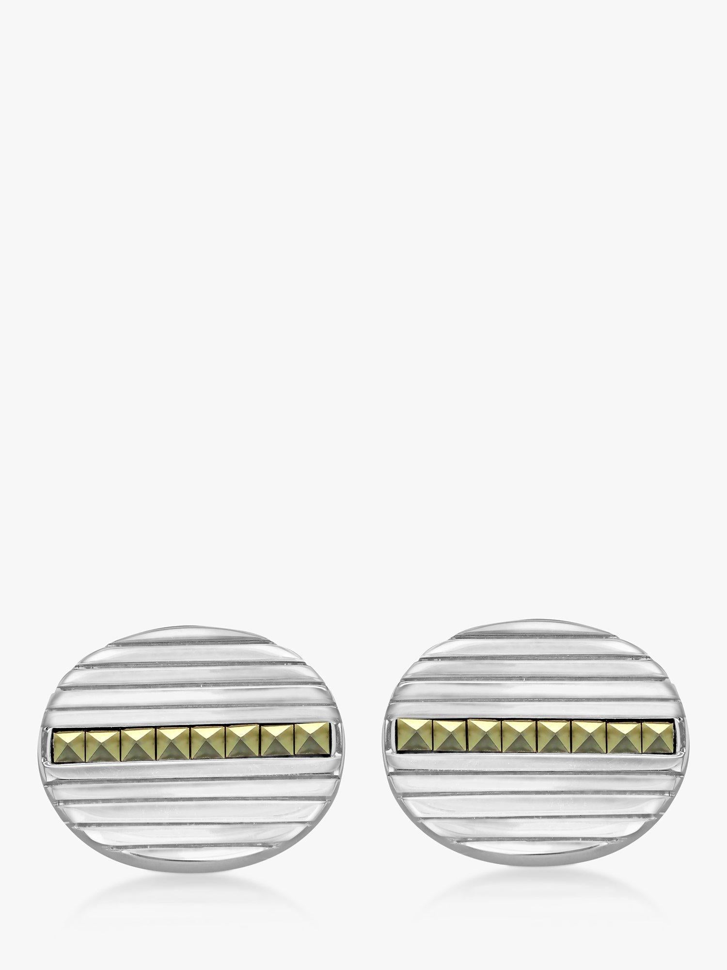 أزرار أكمام Hoxton London Marcasite Set Ribbed Oval 1.6 × 1.8 سم - منتج بريطاني