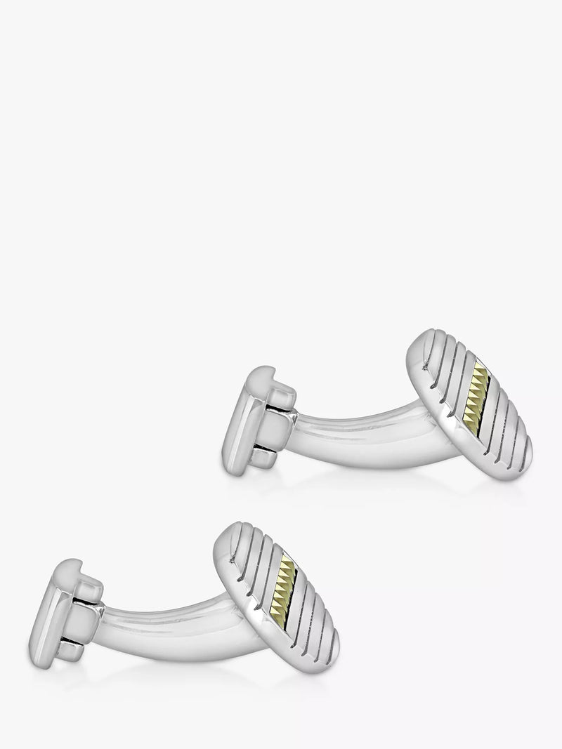 Hoxton London cufflinks marcasite set ribbed oval 1.6x1.8cm - British product