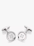 Hoxton London cubic zirconia round button cufflinks in silver, UK version