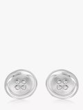 Hoxton London cubic zirconia round button cufflinks in silver, UK version
