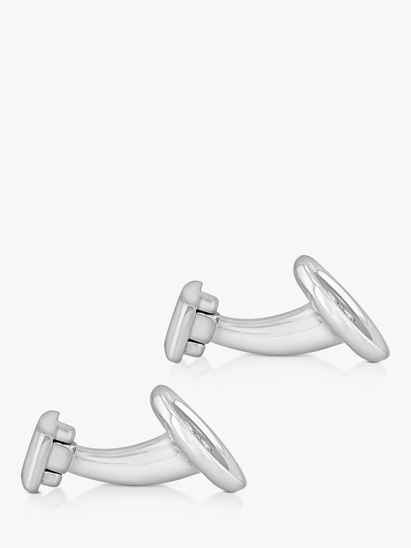 Hoxton London cubic zirconia round button cufflinks in silver, UK version