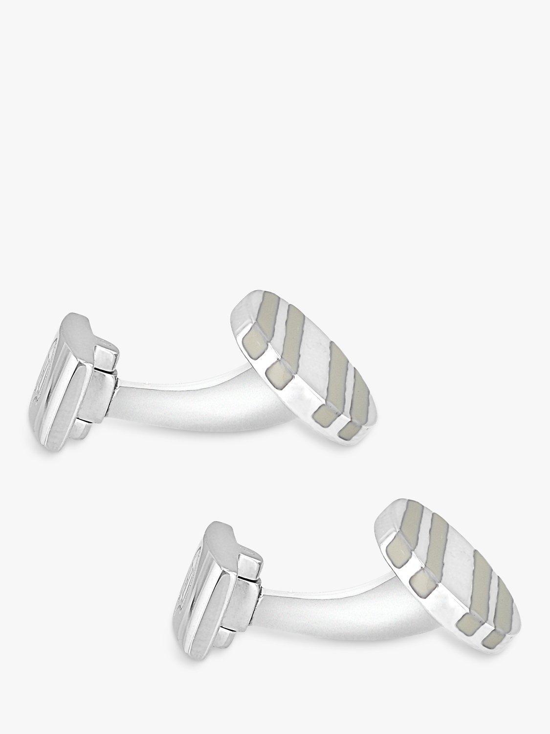Hoxton London stripe enamel oval cufflinks, UK version