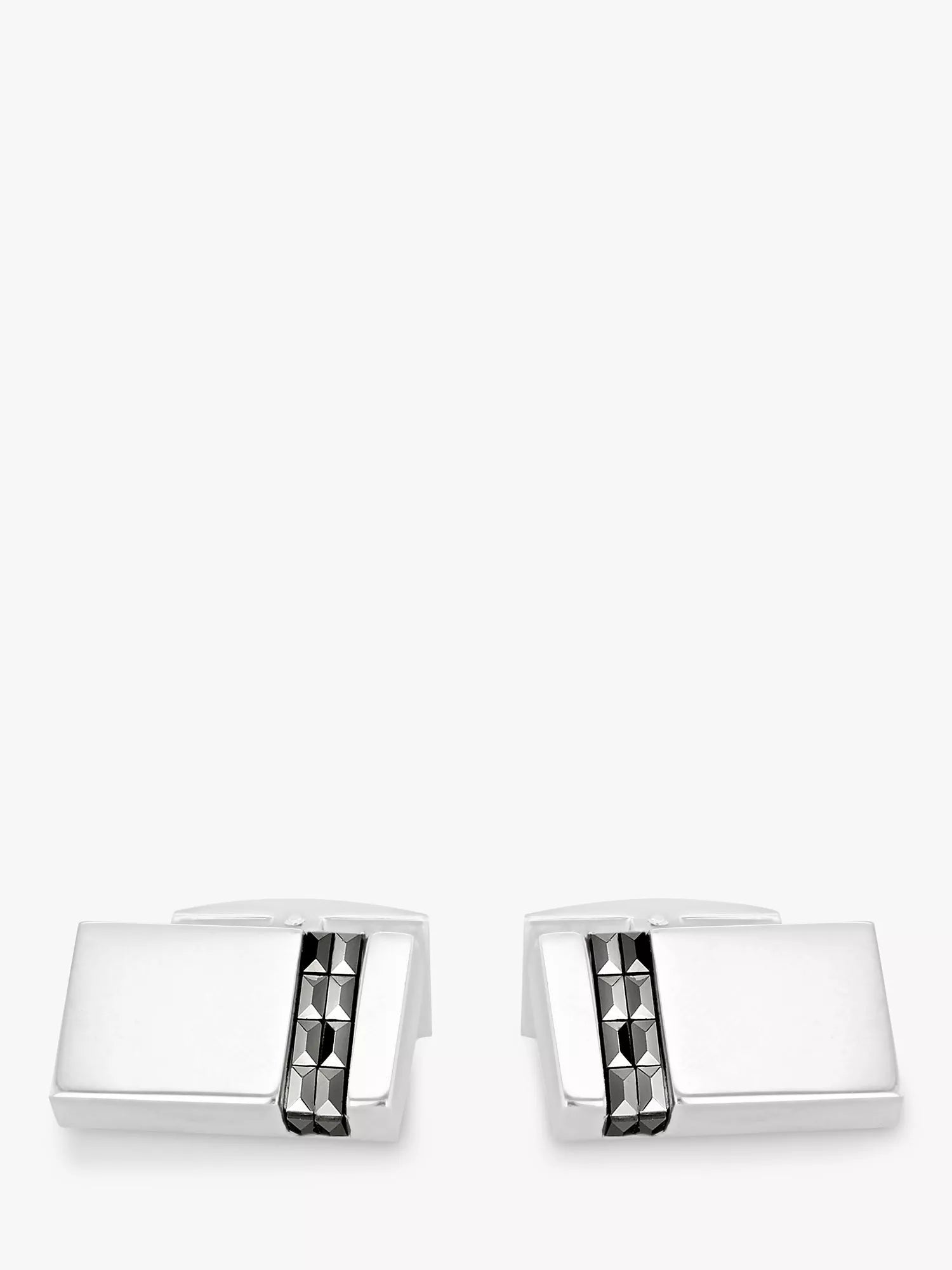 Hoxton London marcasite rectangle cufflinks in sterling silver, imported from the UK