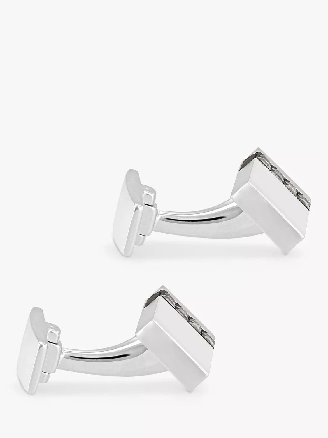 Hoxton London marcasite rectangle cufflinks in sterling silver, imported from the UK