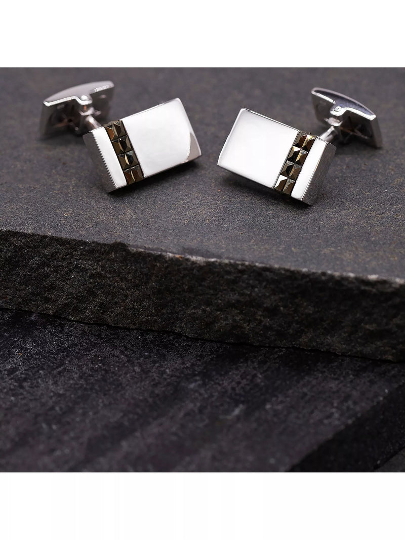 Hoxton London marcasite rectangle cufflinks in sterling silver, imported from the UK
