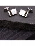 Hoxton London marcasite rectangle cufflinks in sterling silver, imported from the UK
