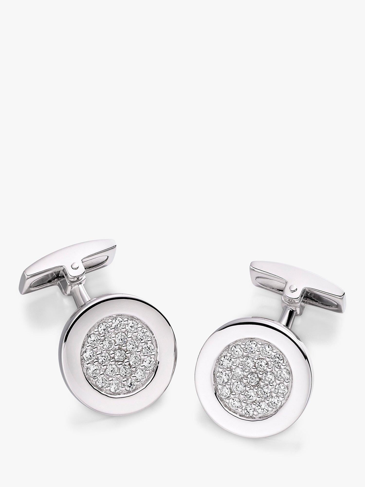 Hoxton London round cubic zirconia cufflinks, UK version